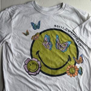 Smiley World Butterfly Kids Graphic Hippie Youth Retro Flower Soft T-Shirt YL